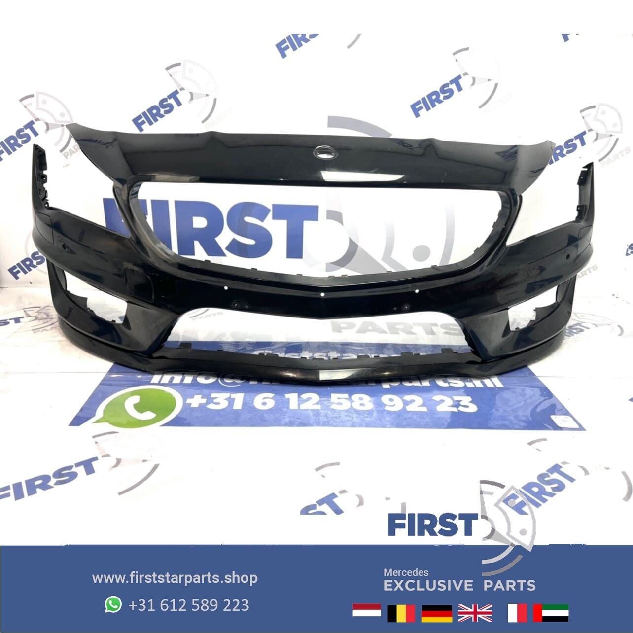 W117 AMG Voorbumper Mercedes CLA 2013-2018 zwart wit grijs o, Gebruikt, -, Voor, Ophalen of Verzenden