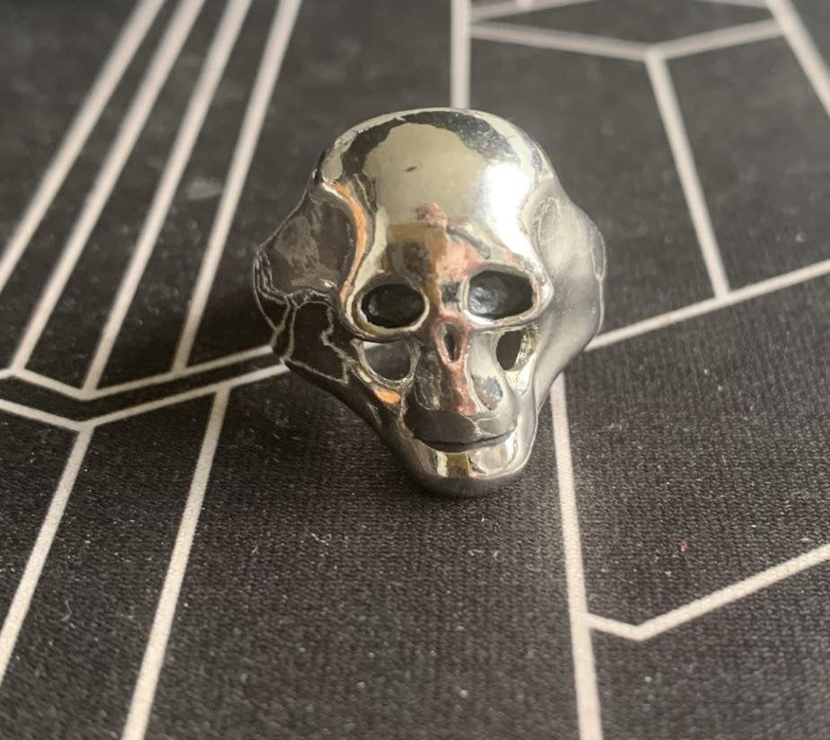 Verchroomde Skull Ring - 21 mm - metaal, Verzenden, Nieuw