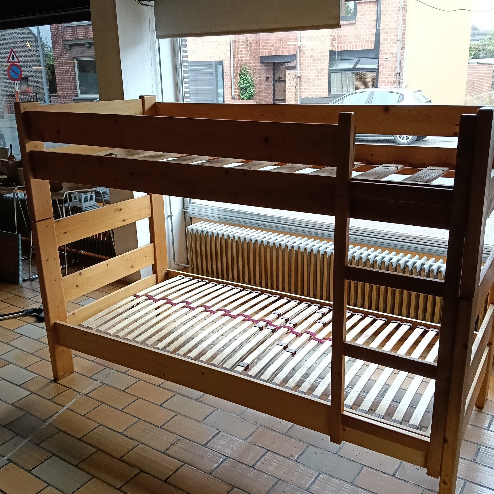 Houten stapelbed, Ophalen, Gebruikt, 90 cm, 200 cm