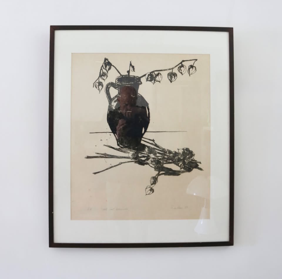 Vintage Litho / zeefdruk - E/A Pot met lampions, Antiquités & Art, Art | Lithographies & Sérigraphies, Enlèvement, Sérigraphie