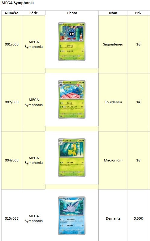 Cartes Pokémon MEGA Symphonia (japonaises), Enlèvement, Comme neuf, Plusieurs cartes