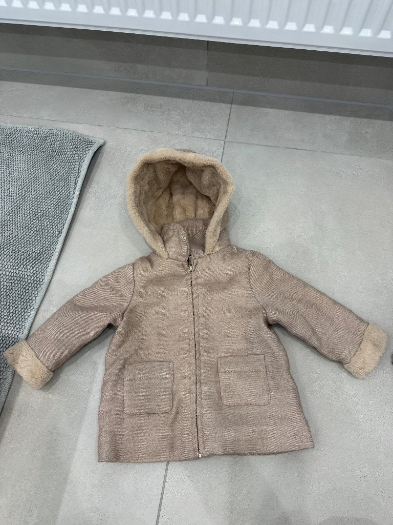 Manteau Cuddles & Smiles beige/rose, Kinderen en Baby's, Babykleding | Maat 74, Ophalen of Verzenden, Zo goed als nieuw, Jasje