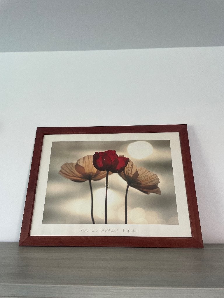 Ingelijste bloemenafbeelding van Yoshizo Kawasaki., Ophalen