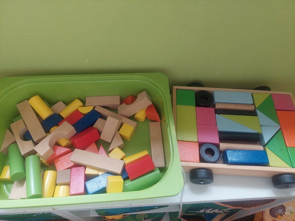 Duploblokken en stapelblokken en keukenspulletjes, Ophalen, Gebruikt