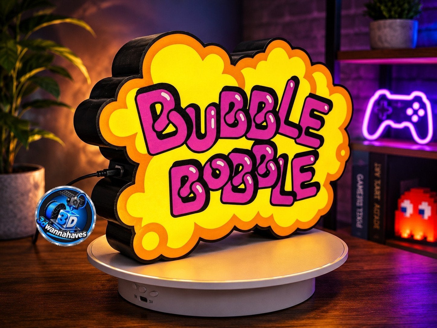 Unieke Bubble Bobble lichtbak met heldere LED verlichting., Ophalen of Verzenden, Nieuw, Lichtbak of (neon) lamp