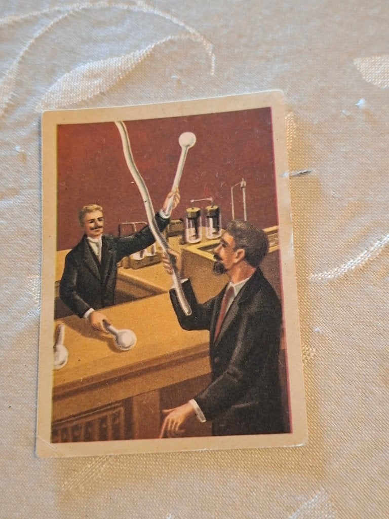 Prentje/Chromo : Tesla en zijn licht der toekomst, Verzamelen, Foto's en Prenten, Gebruikt, Prent, Overige onderwerpen, Ophalen of Verzenden