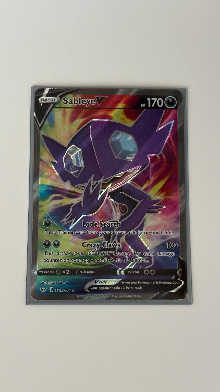 Sableye V 194/202 bijna perfecte staat, Ophalen of Verzenden, Zo goed als nieuw, Losse kaart, Foil