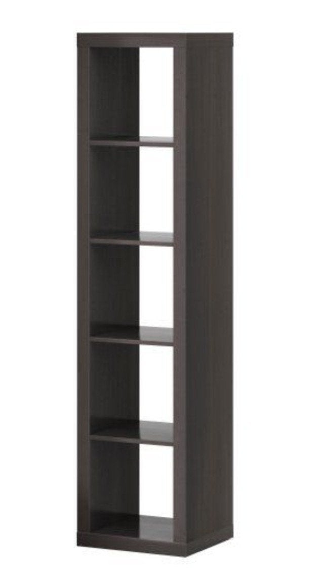 GEBRUIKT - IKEA EXPEDIT 1x5 vakkenkast zwartbruin, Huis en Inrichting, Ophalen, Gebruikt, Hout