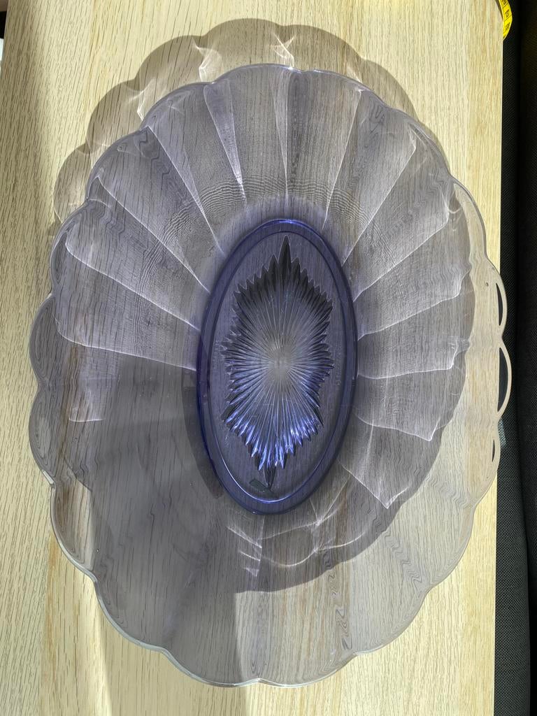 Val Saint Lambert - verre pressé - 43cm/33cm, Ophalen