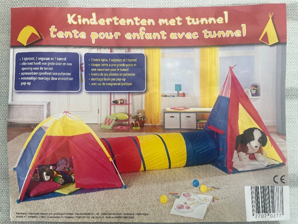 Kindertenten met tunnel, Enlèvement, Utilisé