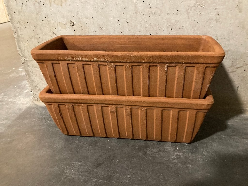 Terracotta bloembakken (2), Tuin en Terras, Ophalen, Gebruikt, Minder dan 30 cm, Minder dan 60 cm