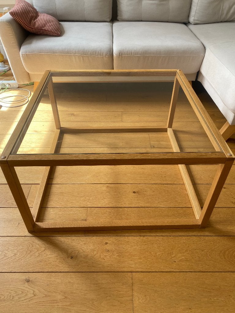 table basse chêne et vitre, Enlèvement, Utilisé