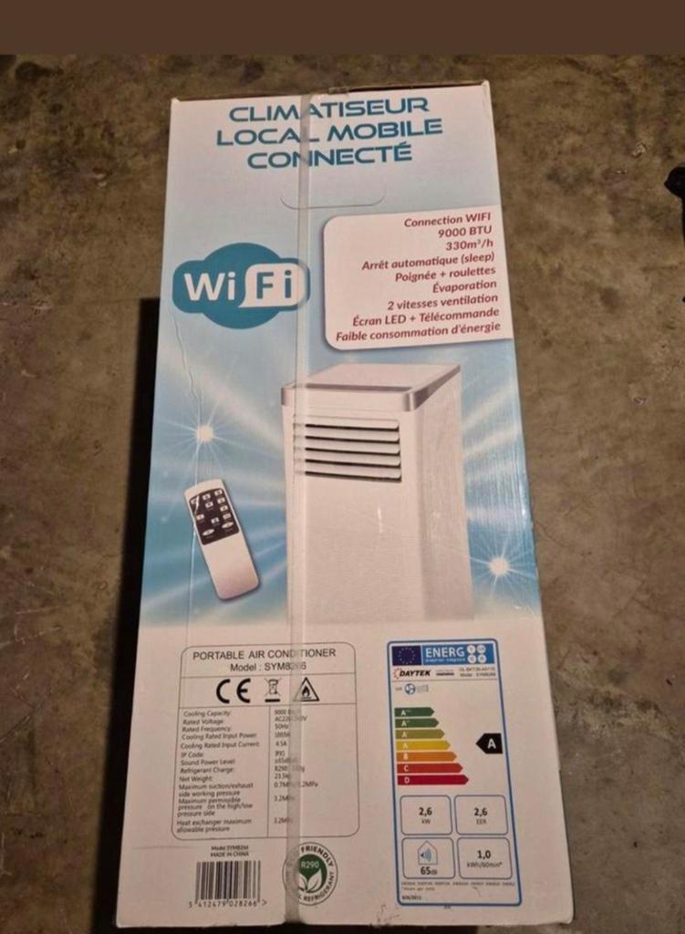 Nieuwe DAYTEK Mobiele Airco 9000 BTU met WiFi, Elektronische apparatuur, Airco's, Ophalen, Mobiele airco, Afstandsbediening, 2 snelheden