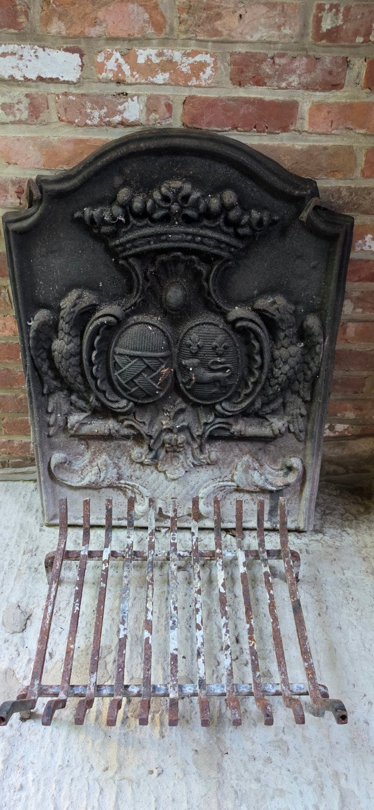 Plaque de cheminée du XIXᵉ siècle avec ancienne grille, Maison & Meubles, Cheminées, Utilisé, Enlèvement