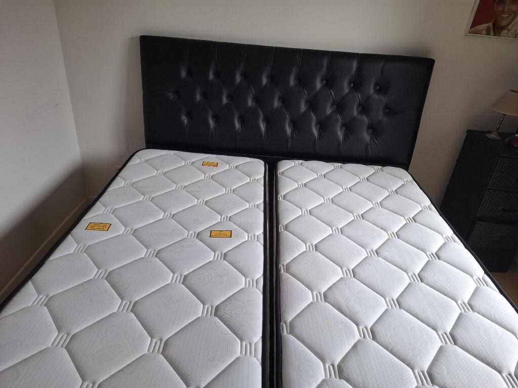 Boxspring zwart 180200 cm met veel opbergruimte, Ophalen, Zwart, Tweepersoons, Zo goed als nieuw