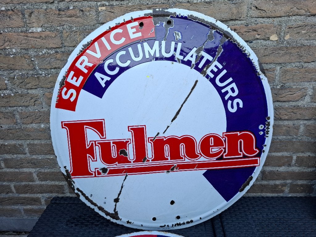 Grande plaque ronde émaillée Fulmen, Enlèvement ou Envoi, Comme neuf, Panneau publicitaire