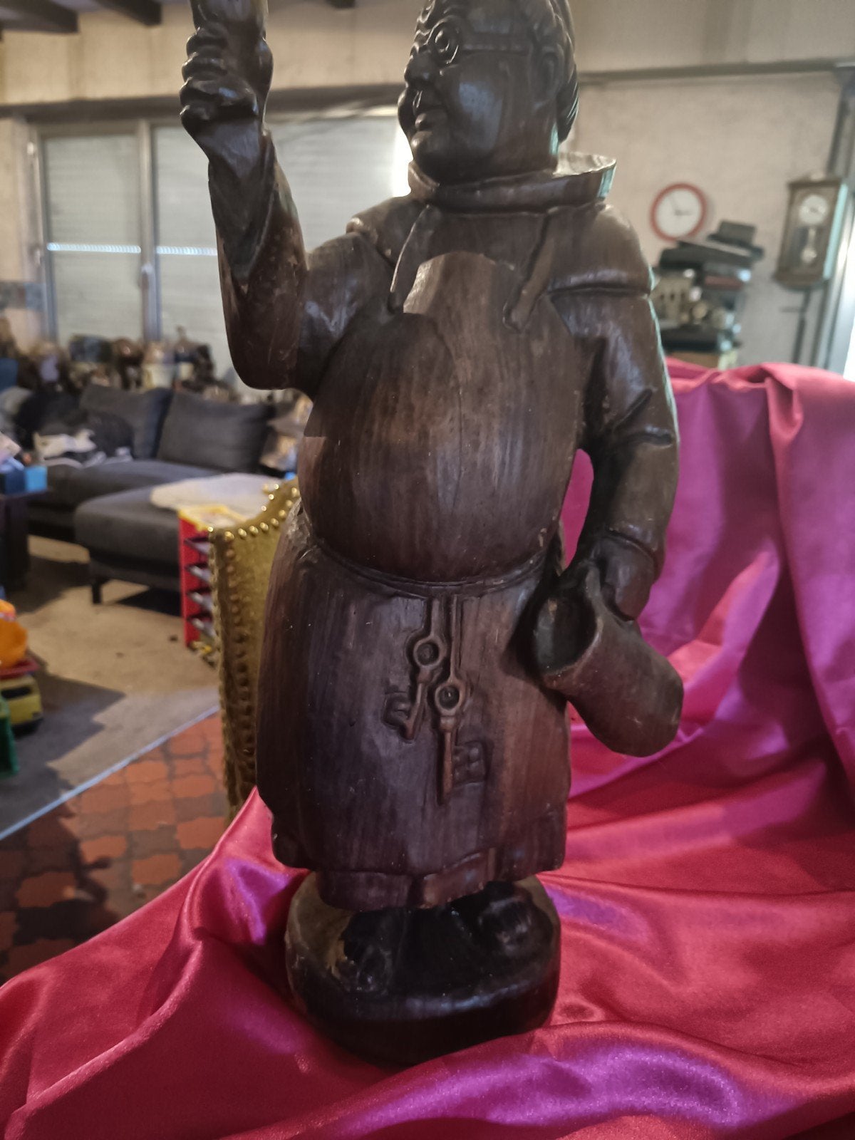 houten pater met beker en kruik, Ophalen of Verzenden