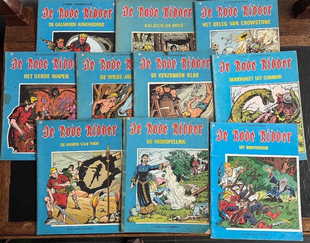 10 " De Rode Ridder " albums, Meerdere stripboeken, Ophalen of Verzenden, Gelezen, Studio Vandersteen