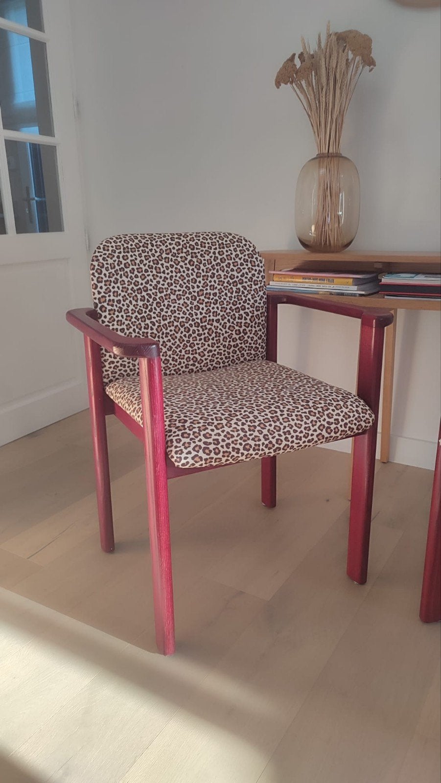 Set van 2 luipaardfauteuils/massief hout bordeaux, Ophalen, Zo goed als nieuw, Hout, Art déco