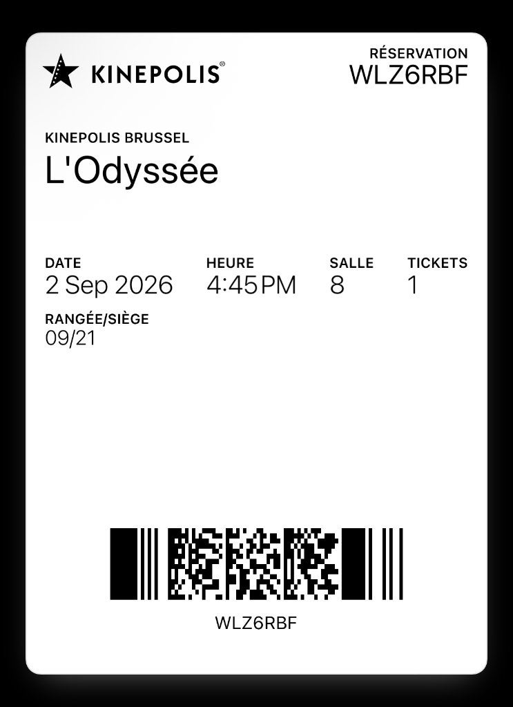 place cinéma Kinepolis, Tickets & Billets, Une personne, Action et Aventure, Autres types