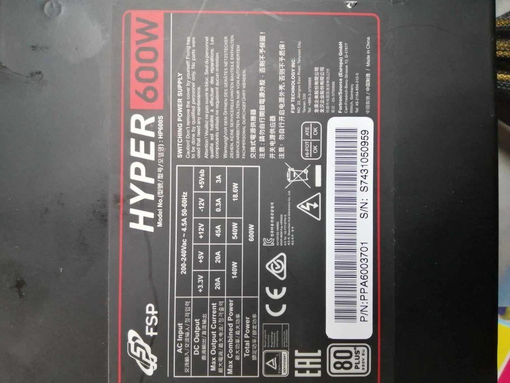 alimentation pc 600w, Enlèvement ou Envoi, Utilisé