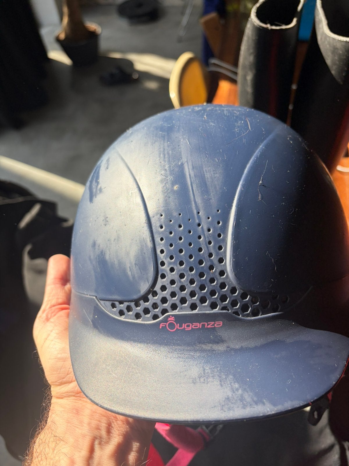 Helm paardrij Fouganza 14 jaar, Dieren en Toebehoren, Ophalen, Zo goed als nieuw, Fouganza