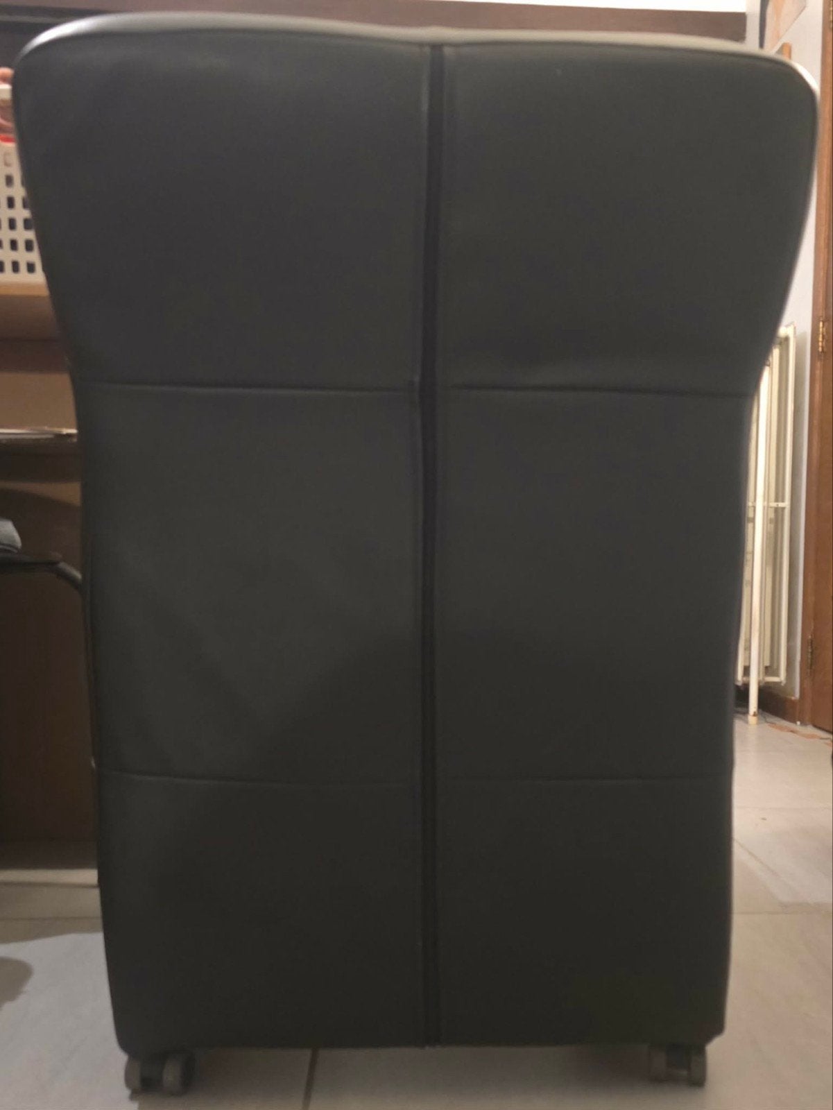 4 Luxe zwarte leren eetkamerstoelen clubfauteulis op wielen, Huis en Inrichting, Ophalen of Verzenden