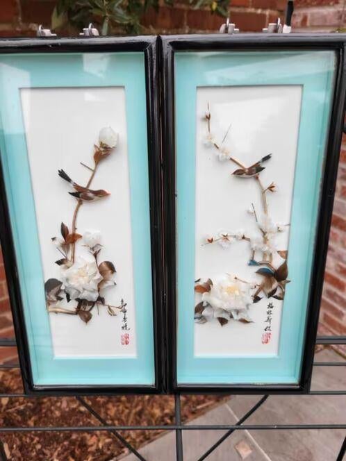 Art vintage chinois avec plumes, Enlèvement ou Envoi