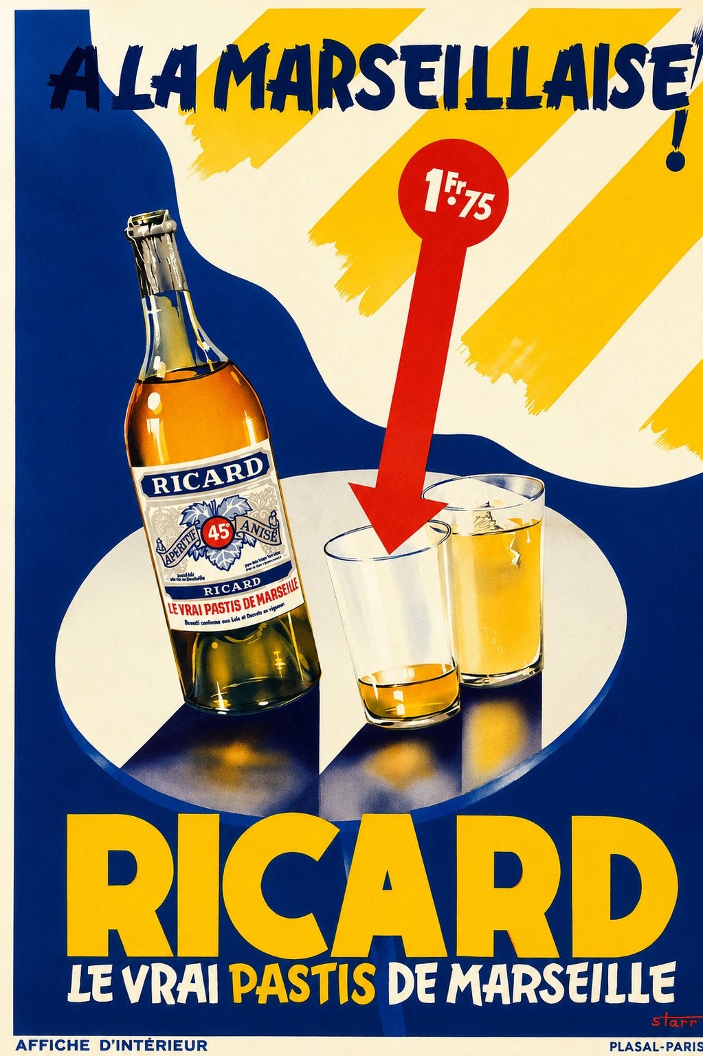 Panneau pub en métal Ricard Pastis 5 - Mancave vintage rétro, Enlèvement ou Envoi, Neuf, Panneau publicitaire