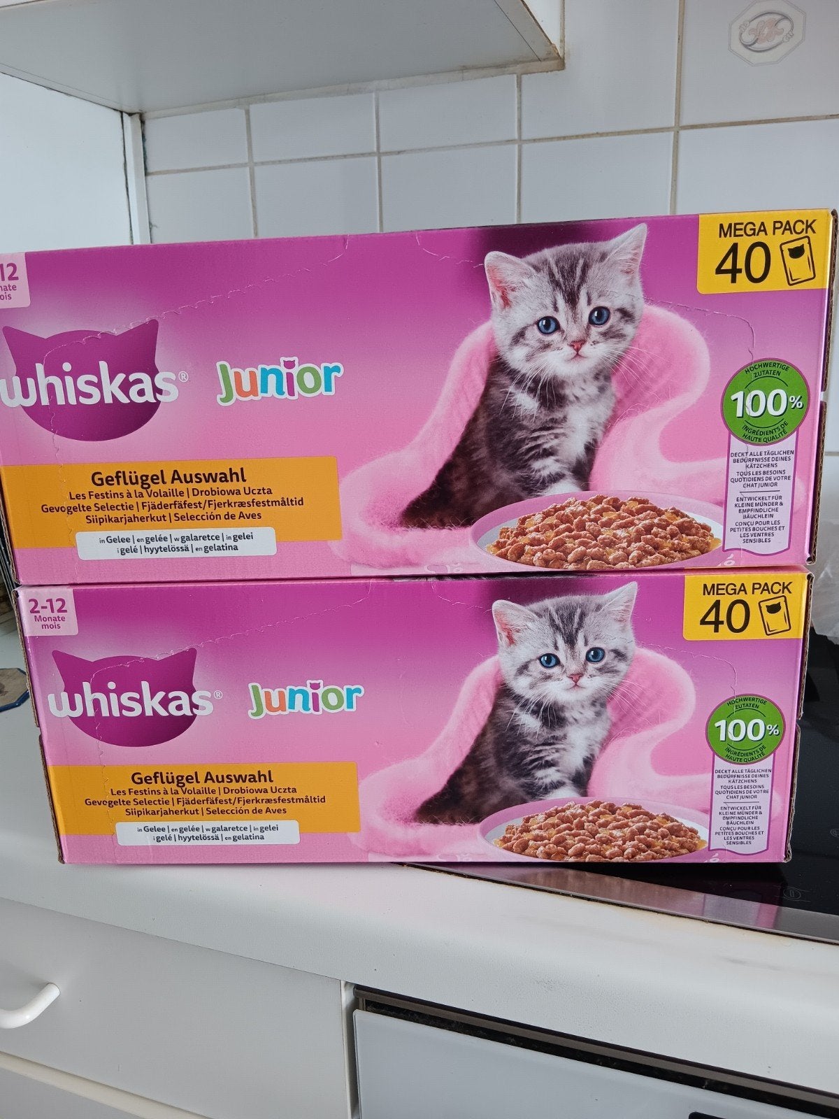 2 nieuwe ongeopende dozen natvoer voor kittens Whiskas, Dieren en Toebehoren, Dierenvoeding, Ophalen of Verzenden, Kat