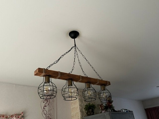 rustieke luster, Huis en Inrichting, Lampen | Kroonluchters, Ophalen, Nieuw, Hout, Klassiek