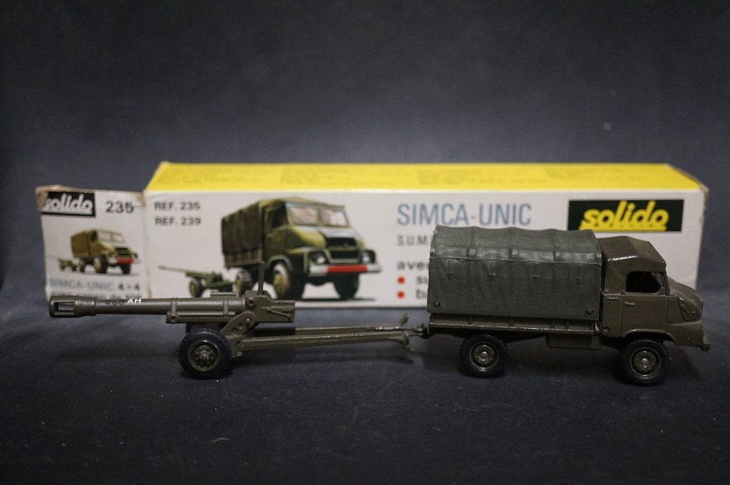 Solido Simca Unic met 105 mm kanon - TOP vintage, Ophalen of Verzenden