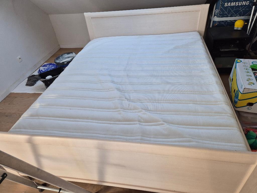 Tweepersoonsbed, Beige, Enlèvement, Utilisé, 180 cm
