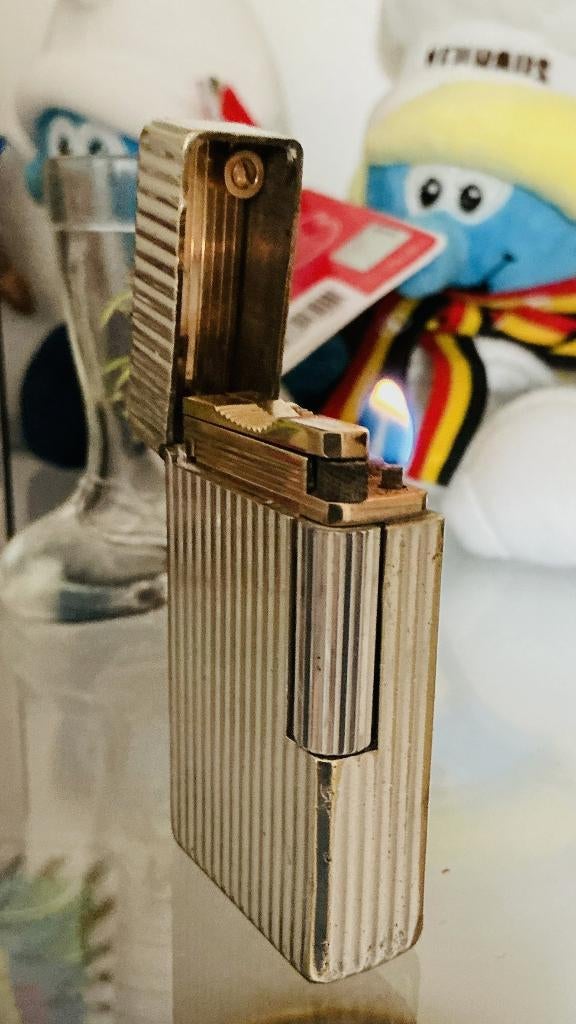 Briquet Dupont Ligne 1 Grand Modèle - Silver - Vintage: 1975, Enlèvement ou Envoi, Utilisé, Briquet