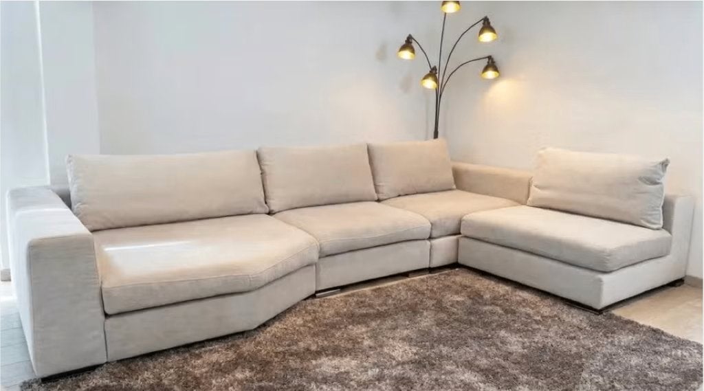 Canapé d'angle modulaire Macazz Valencia, Enlèvement, Comme neuf, Tissus, Modern high-end design met tijdloze beige uitstraling