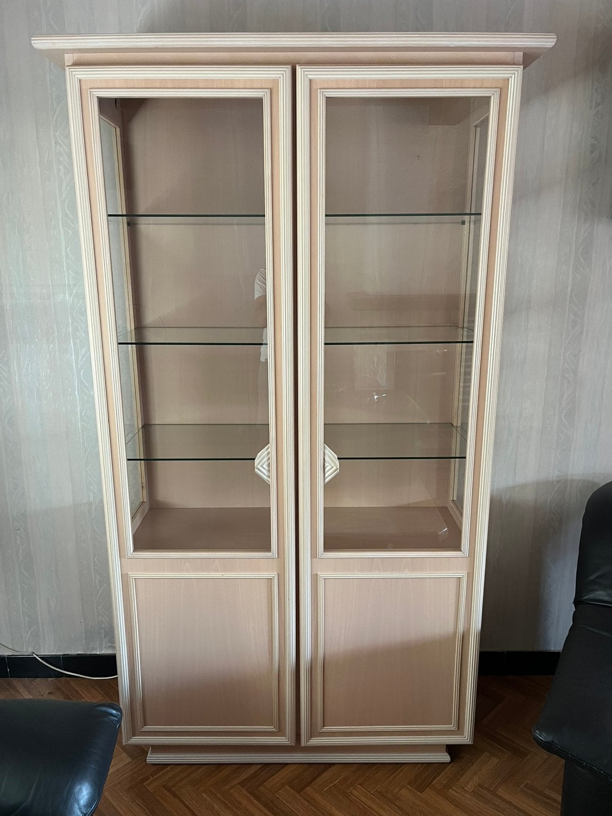 Lichtrose natuurhouten dressoir, tafel en vitrinekast, Huis en Inrichting, Ophalen, Gebruikt, Eikenhout