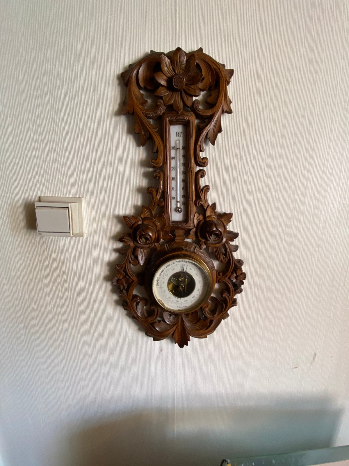 Antieke barometer/ thermometer, Ophalen, Zo goed als nieuw