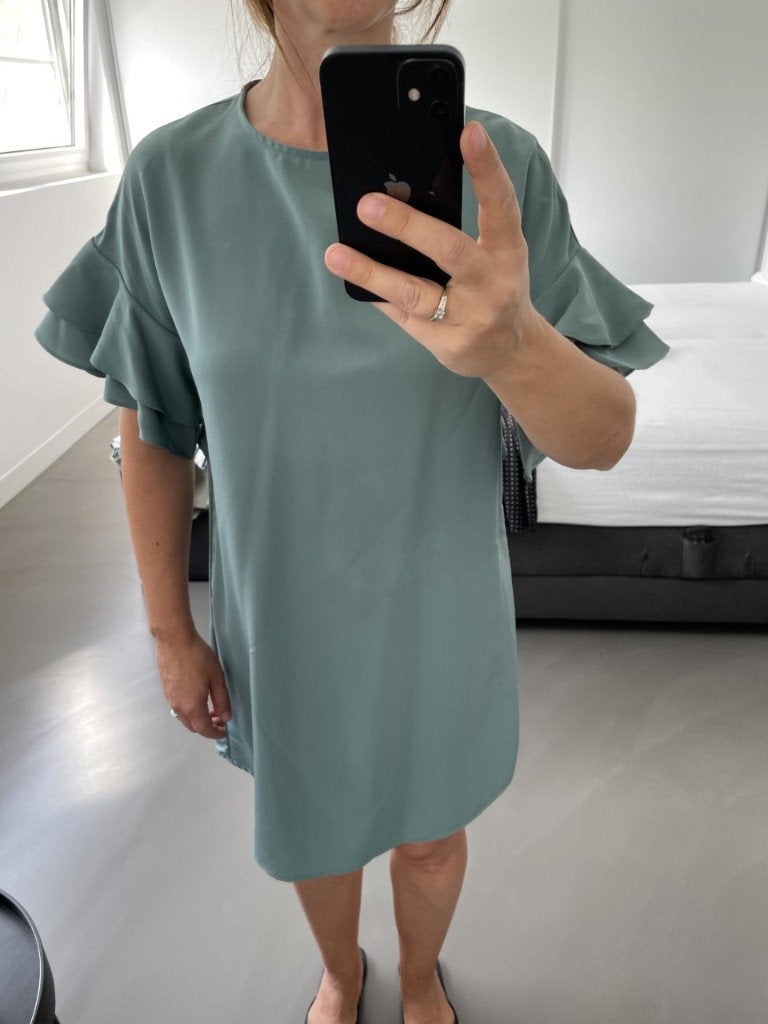 Groen zomerkleedje met open rug maat XS, Zara, Ophalen of Verzenden, Zo goed als nieuw, Maat 34 (XS) of kleiner