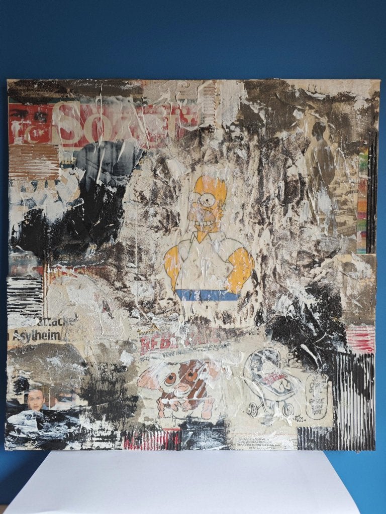 Jorge Jooz - Chaos / Homers World, Antiquités & Art, Art | Peinture | Moderne, Enlèvement ou Envoi, Autres matériaux, Certificat d'authenticité