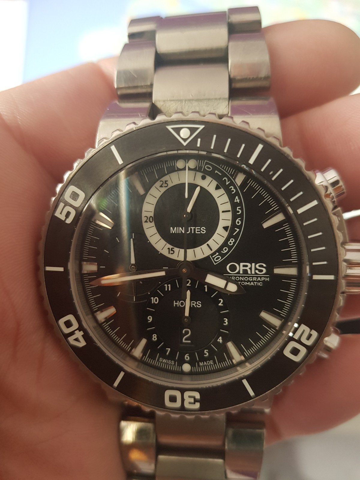 Oris diver, Handtassen en Accessoires, Overige materialen, Polshorloge, Overige materialen, Zo goed als nieuw