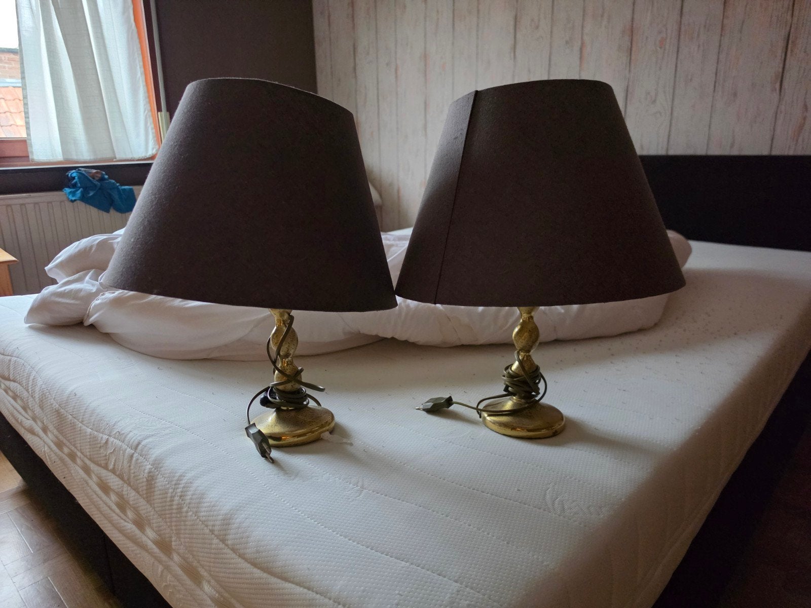 2 tafellampen gratis af te halen, Lampe d'ambiance, Enlèvement, Marron, E27 (grand)