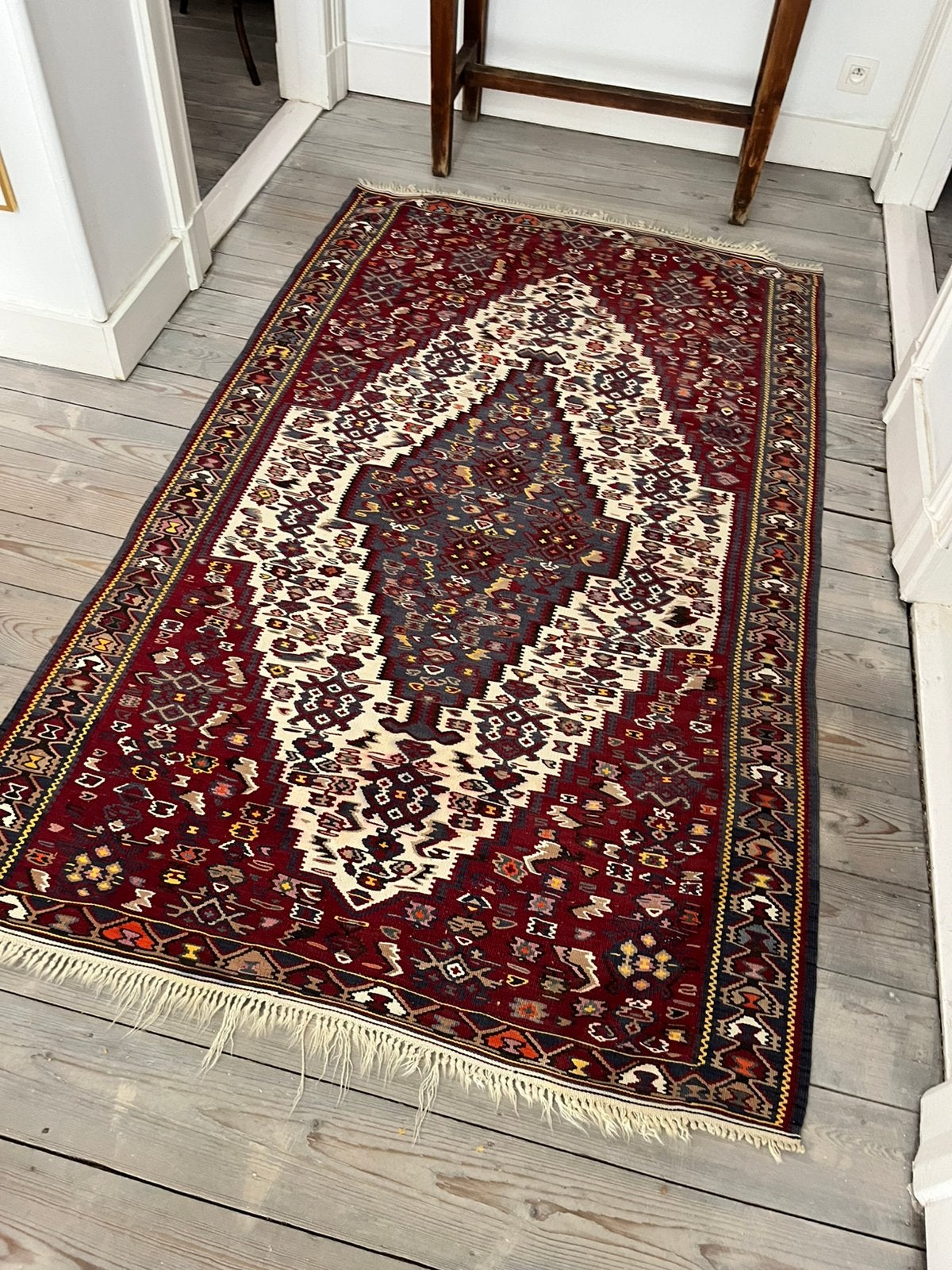ANTIEKE KELIM KILIM TAPIJT ZGSTAAT MOOIE KLEUREN!, Ophalen of Verzenden