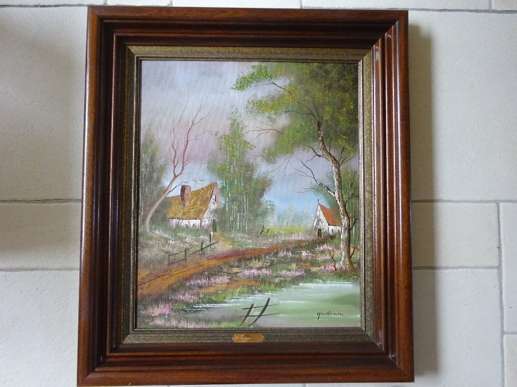 Gaston Quidousse, doek, 60x50 cm, Hoeve, Antiek en Kunst, Ophalen, Doek, Expressionistisch, Gesigneerd