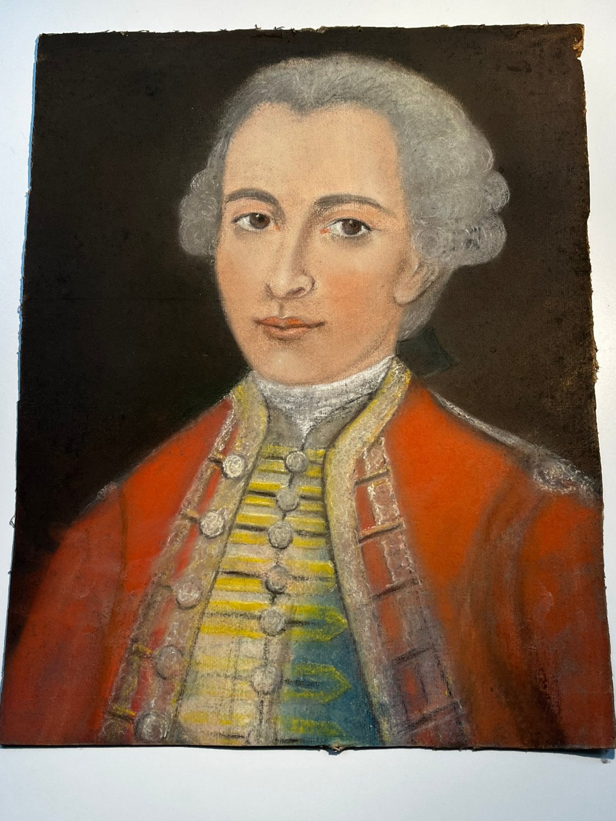 18e E gouache portret Oostenrijks officier, militair uniform, Enlèvement ou Envoi
