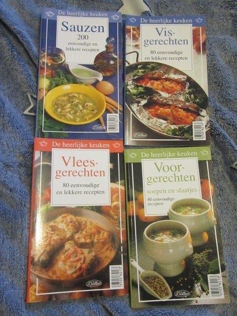 5x kookboek: Vlees - vis - voorgerechten - sauzen -nagerecht, Boeken, Voorgerechten en Soepen, Ophalen of Verzenden, Zo goed als nieuw