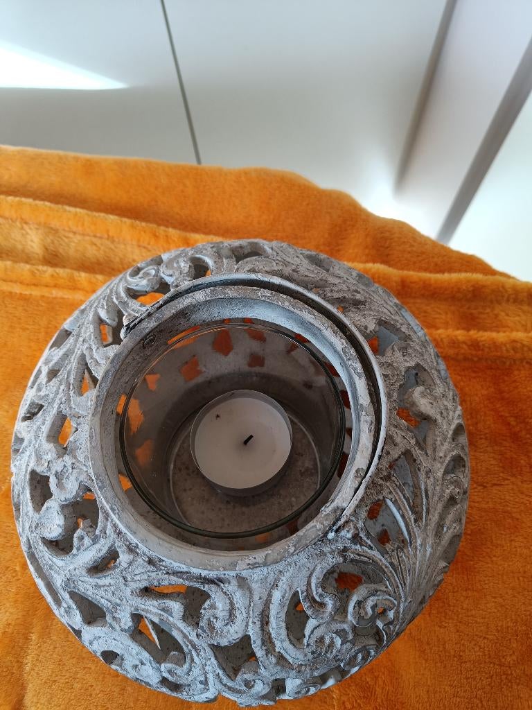 Theelicht wit brocante, Antiek en Kunst, Ophalen