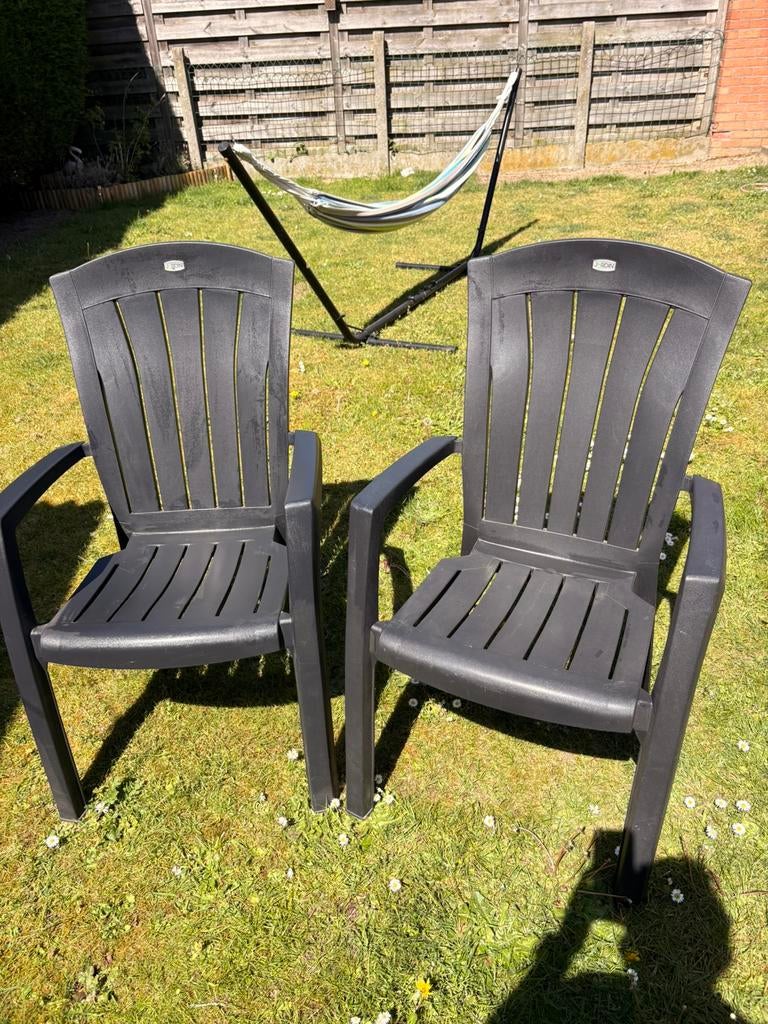 Jardin Santorini tuinstoel grafiet 2 stuks, Tuin en Terras, Ophalen, Zo goed als nieuw
