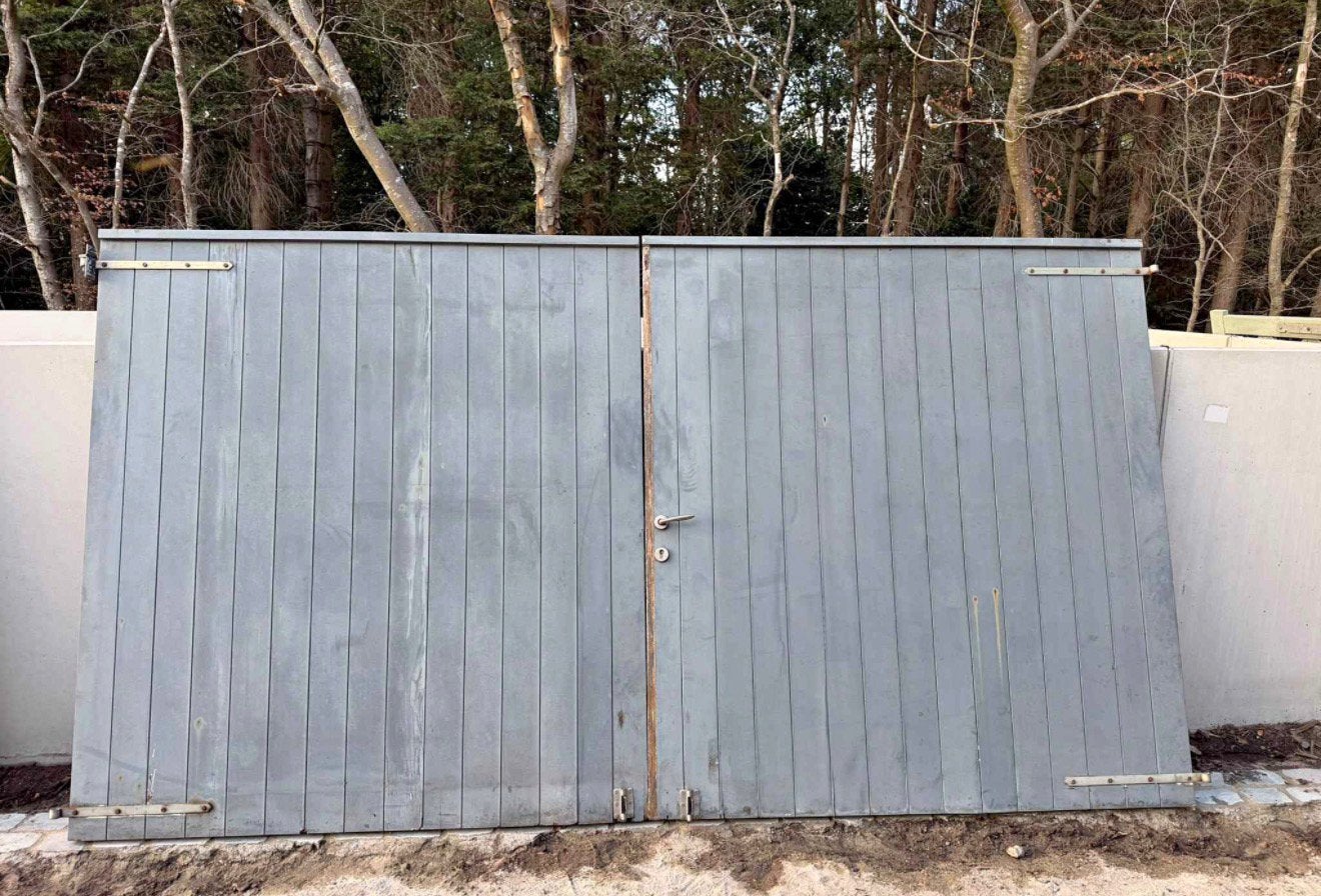 Grote Massief Hardhouten Poort 398x215cm, Tuin en Terras, Tuinpoorten, Ophalen, Gebruikt, 200 cm of meer, Hout