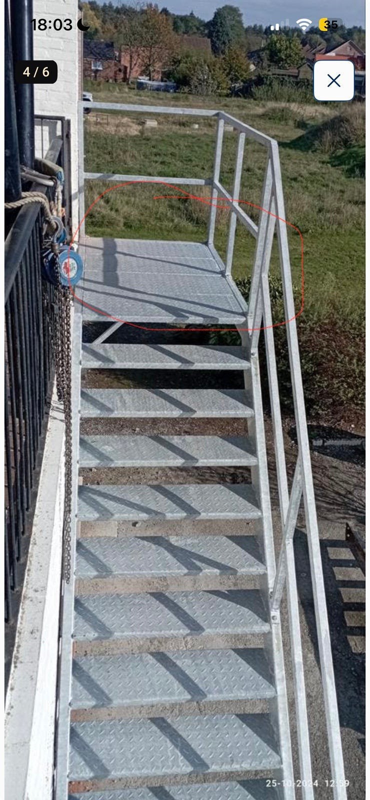 Escalier galva 3 de haut plus palier., Bricolage & Construction, Enlèvement