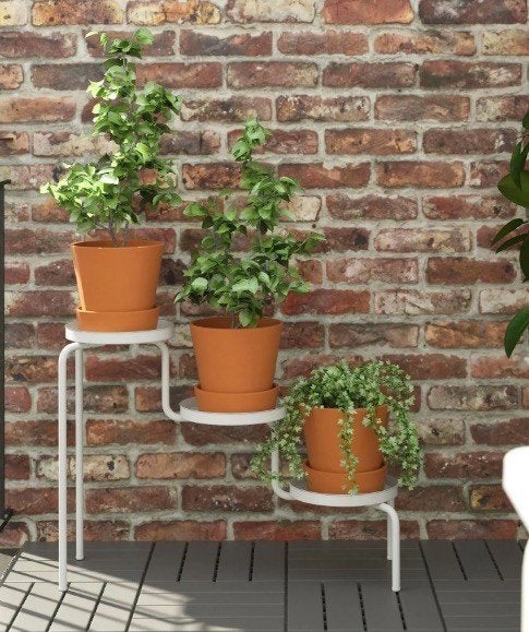 set/2 plantenrek, plantenstandaard, Balkon, Ophalen of Verzenden, Zo goed als nieuw, Metaal